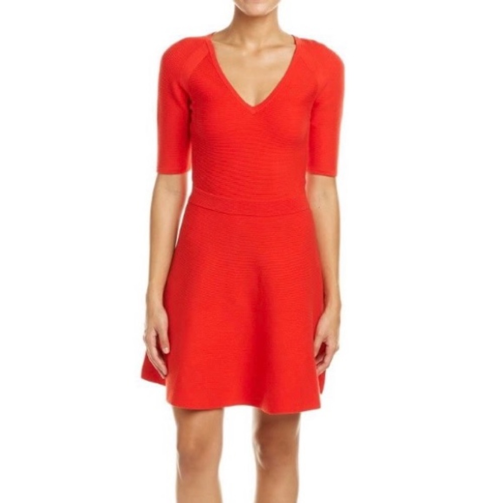 Trina Turk Candence Red Ottoman Knit Mini Dress M